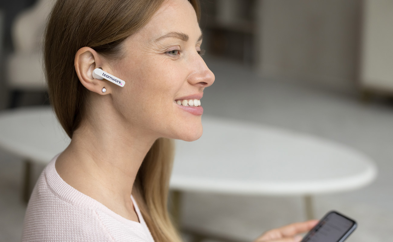 Duet - bedruckbare Bluetooth®-Kopfhörer mit Ladeetui gallery thumbnail