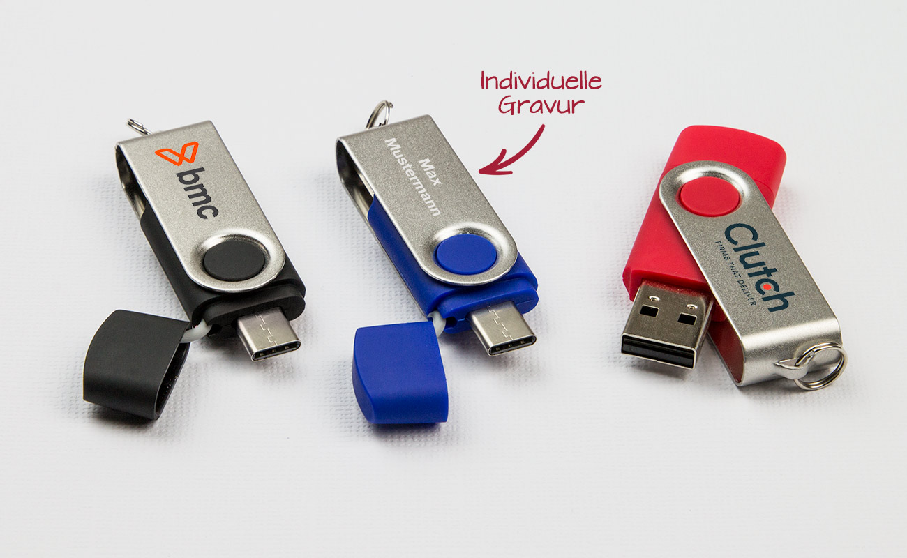 USB Stick mit Gravur mit USB-C, Twister Go
